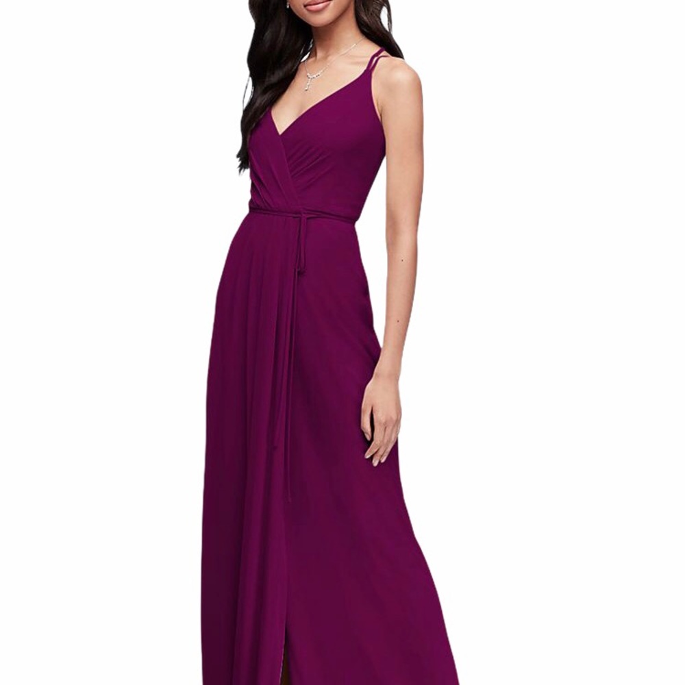 David’s Bridal long plum Georgette dress